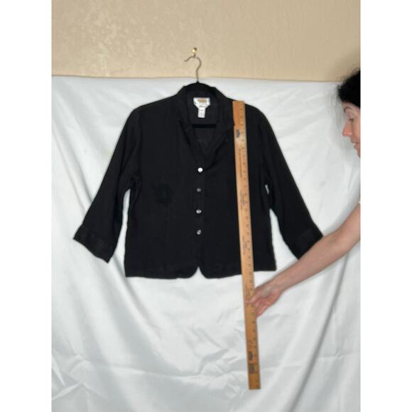 Talbots womens size 14 top black 100% Irish linen button-up - Picture 5 of 8